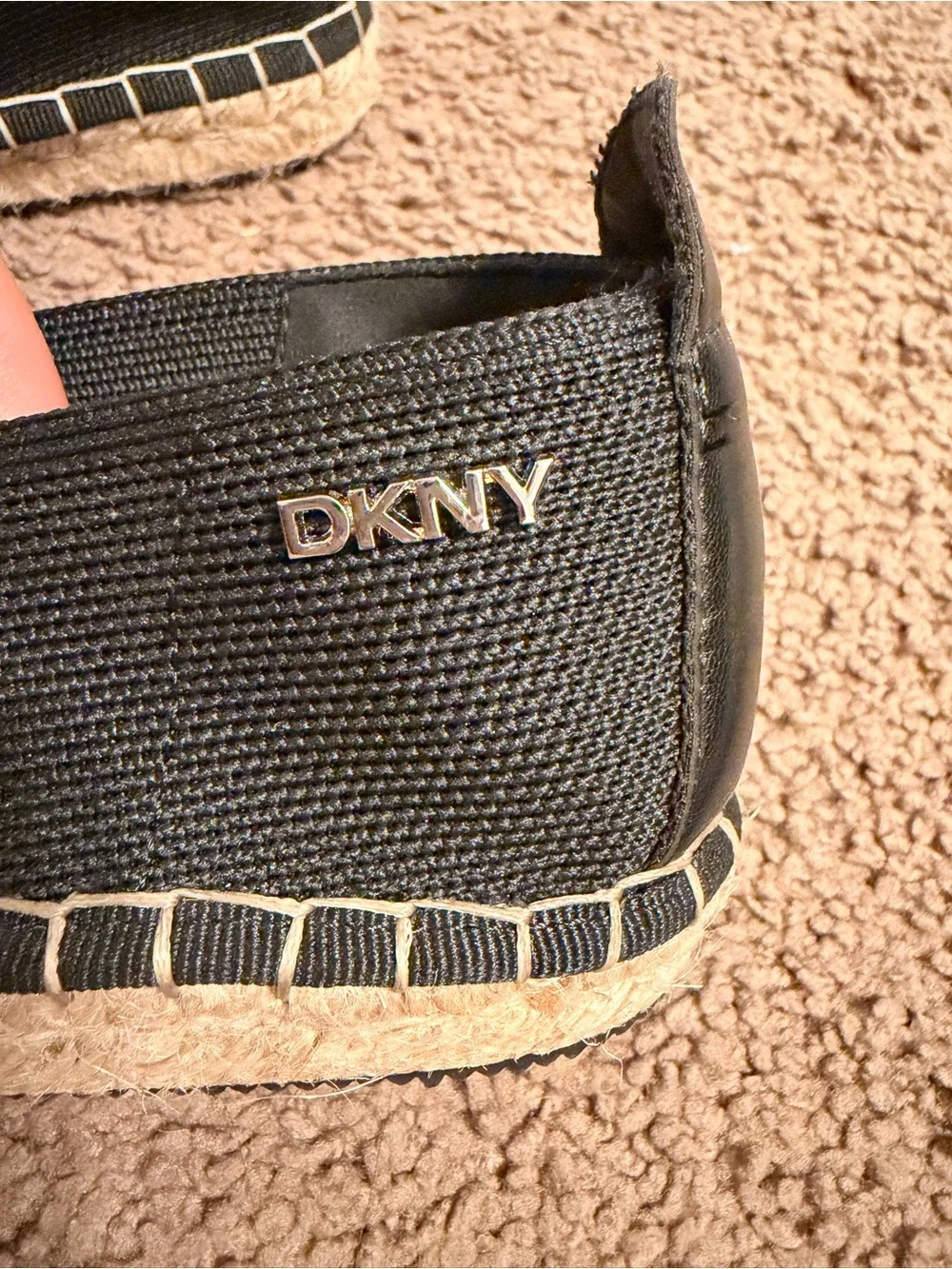DKNY Black Espadrille Slip-On Flats | Women’s Size 8.5 | NWOT